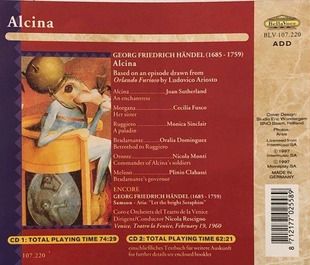 CD: Händel - Alcina (1960, Sutherland) – Usato da Grüningen venduto da azulblanco 1