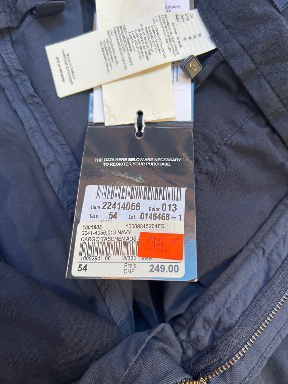 Paul & Shark Hosen: Paul & Shark Cargo Hose navy, Gr. 54, neu – Neu und originalverpackt aus Glattpark(Opfikon) von Cmberger 6