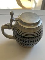 Bierkrug Domdesign W. Germany Keramik Zinndeckel(I30)