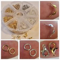 1.300x Endteile in Box Basteln Karabiner Schmuck Silber Gold