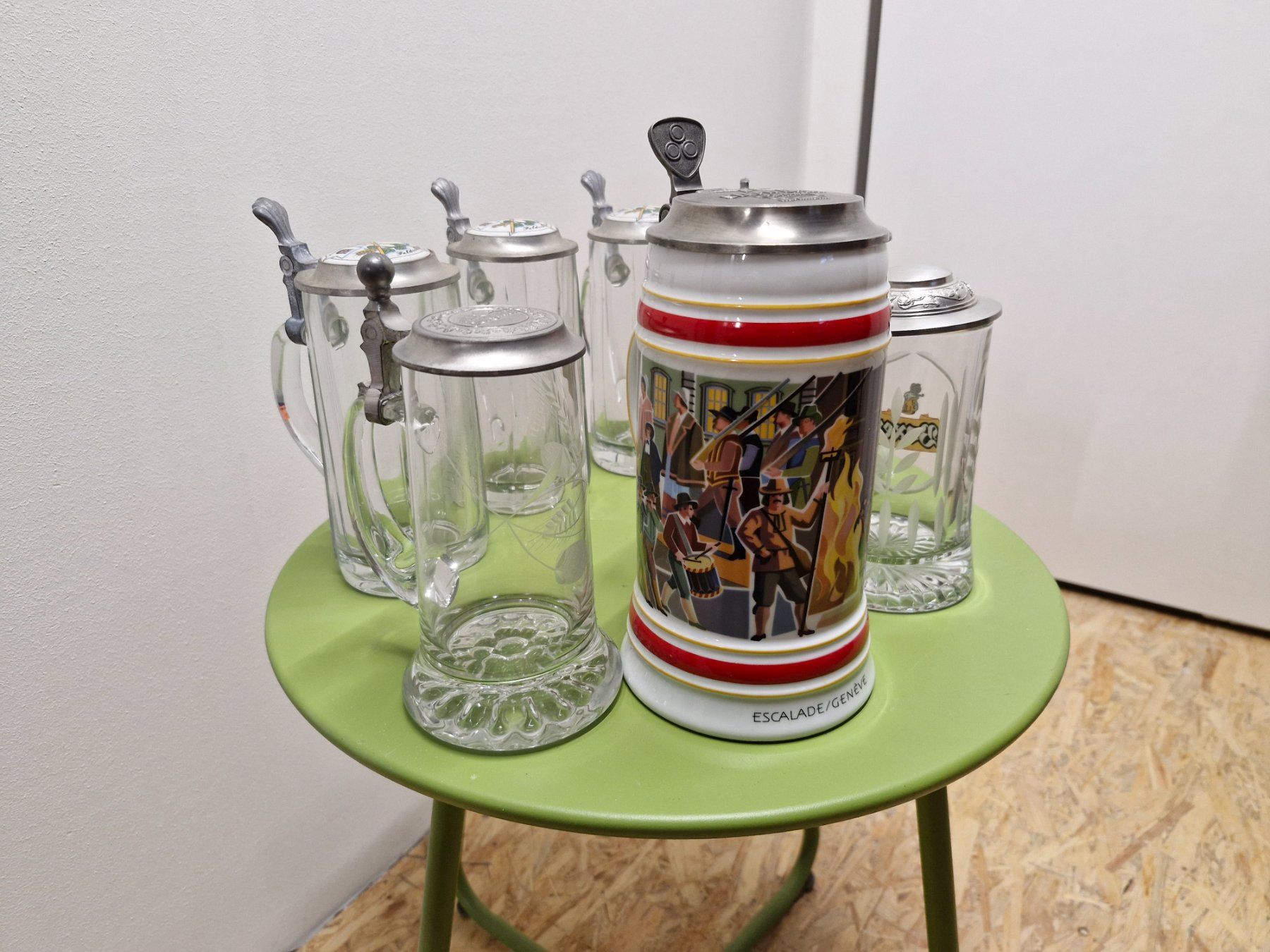 Feldschlösschen Bicchieri: Bierkrüge mit Zinndeckel – Usato da Schindellegi venduto da gadient01 2