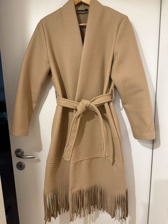Manteau long camel à franges / Taille L