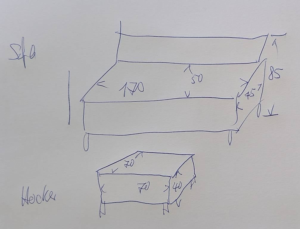 Divani: Hochwertiges Sofa mit passendem Hocker in black. – Usato da Langnau am Albis venduto da theeschners 4