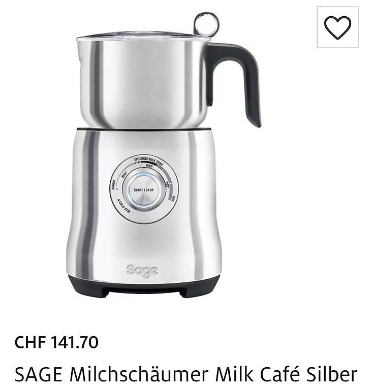 Sage Küchengeräte: Sage Milchschäumer Milk Café Silber – Gebraucht aus Zürich von car_9sdb
