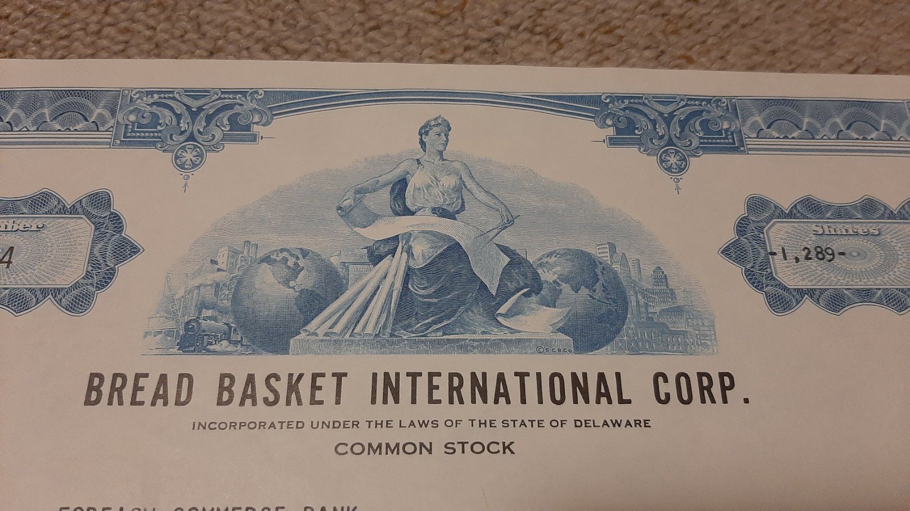 Documenti: Aktie Bread Basket International corp. – Usato da Porza venduto da ulletta1 1
