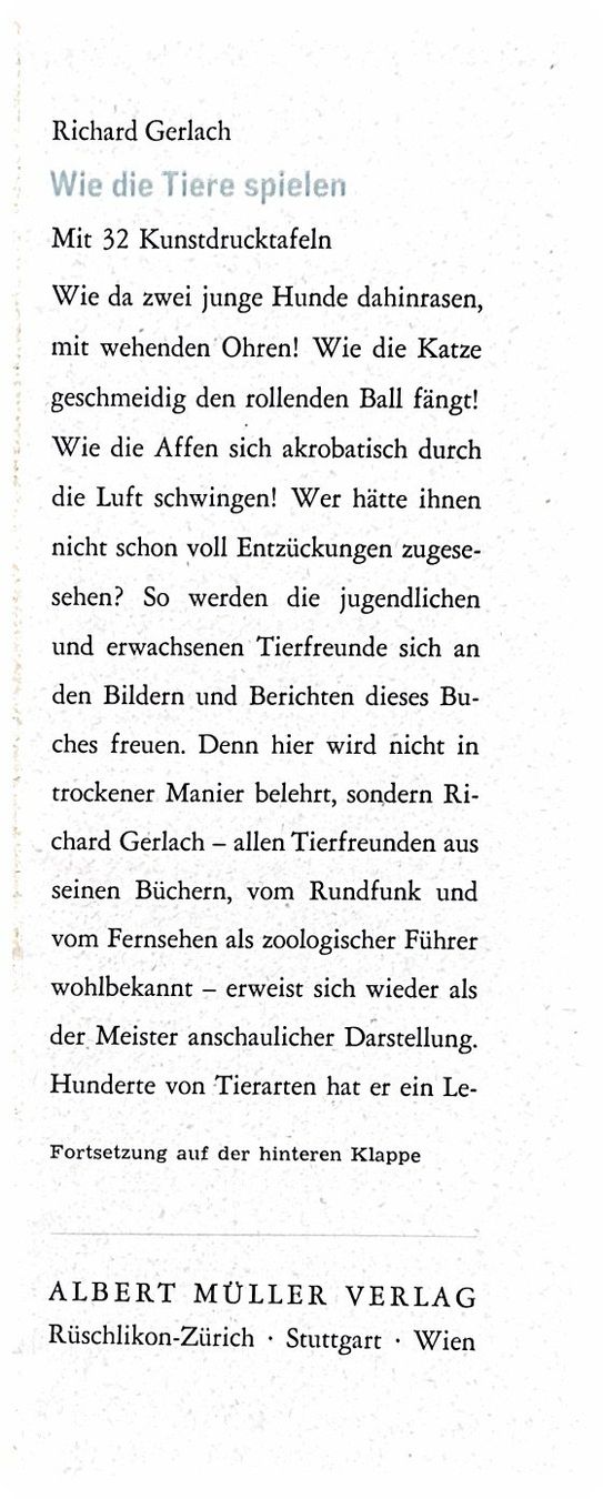 Libri: Wie die Tiere Spielen – Usato da Sarnen venduto da Livres 1