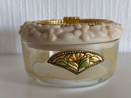 Ancienne boîte bombonnière Italienne en verre et albâtre