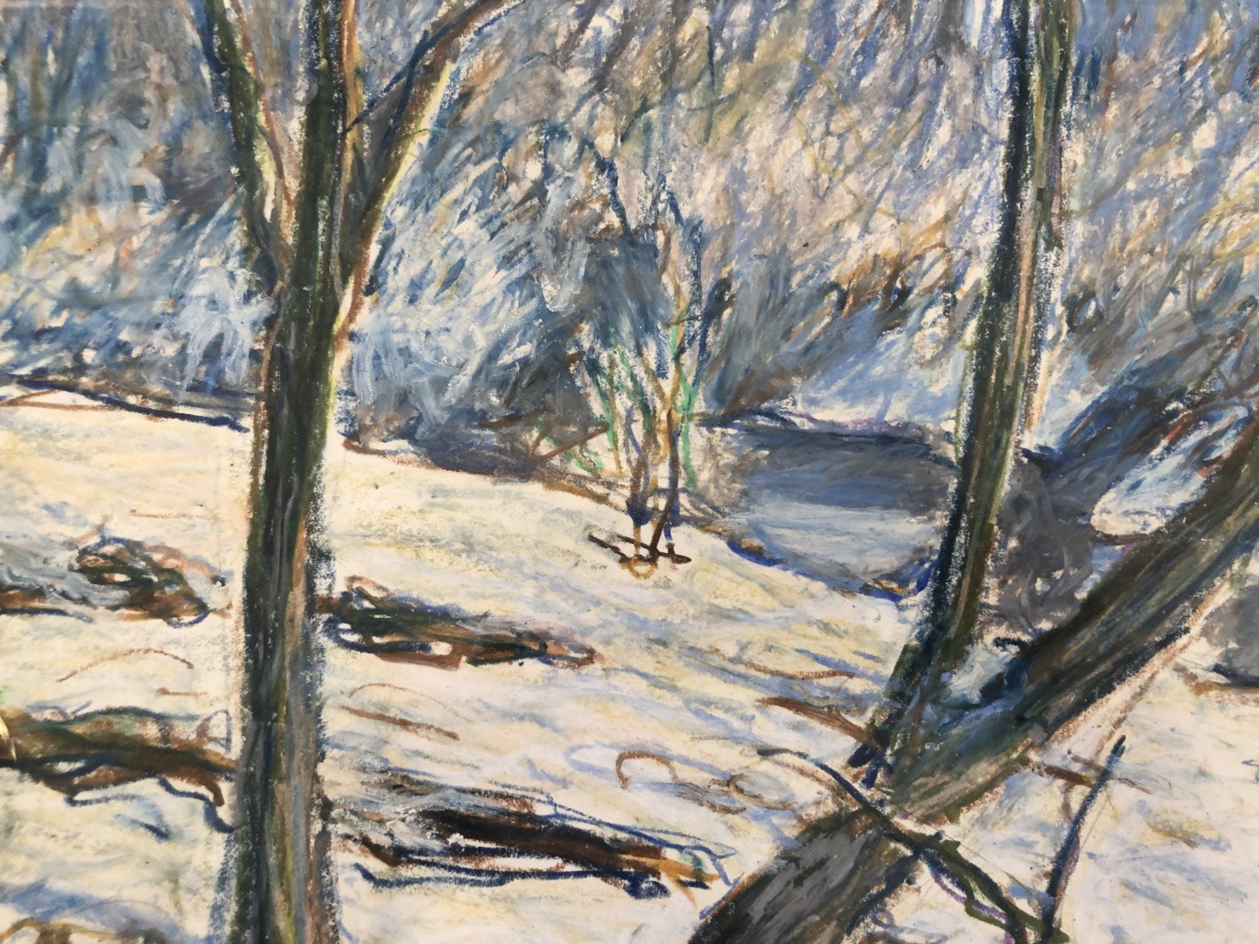 Tableaux: Gemälde - Mischtechnik - Expressionistische Winterlandschaft – D'occasion à Schaffhausen par durruti 2