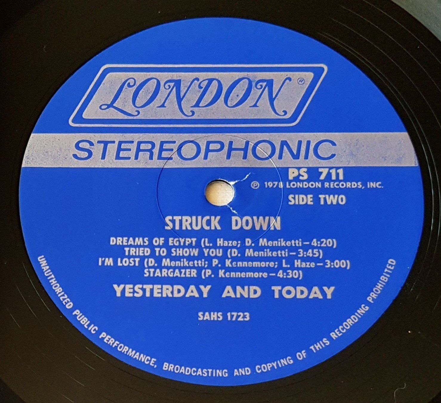 Schallplatten: Yesterday And Today - Struck Down - 1978 - US First Press – Gebraucht aus Uster von Zardodel 5