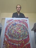 Tableau abstrait tourbillonnant, couleurs vives d'été🎨