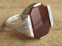 Antik Ring Silber 800 + WB Karneol Gr. 50