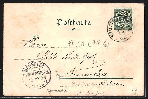 Ganzsachen: Litho Ganzsache Württemberg PP11C44 /01 – Gebraucht aus Berlin von bartko-reher 1