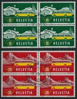 1953 - Alpenpost - Abart - Viererblock - ET Stempel · it