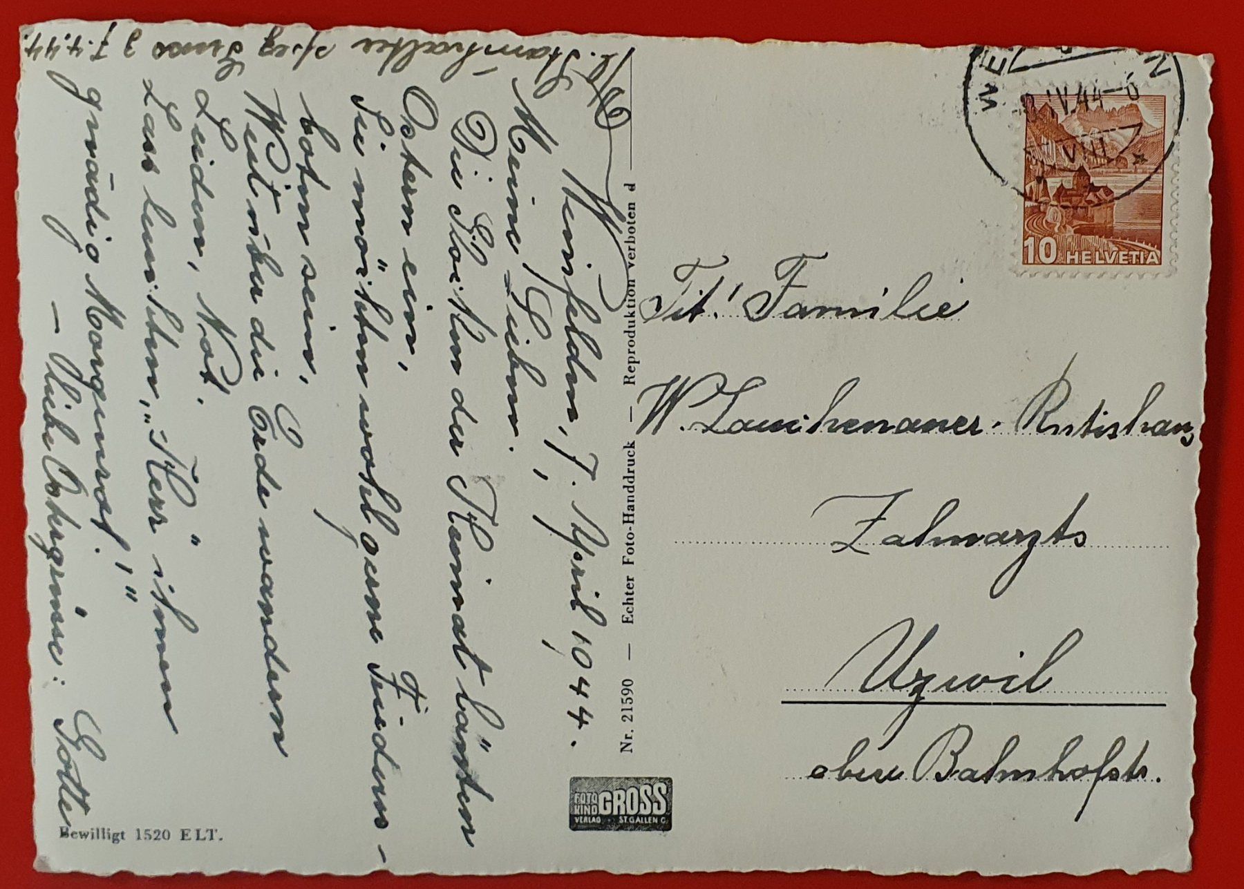 Cartoline postali: Weinfelden 1944 - evangelische Kirche – Usato da Kreuzlingen venduto da Rschweiz1 1
