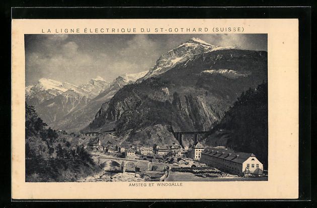 Cartoline postali: Amsteg /Col Windgälle, Ortsansicht mit  – Usato da Berlin venduto da bartko-reher