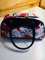 Handtasche Totenkopf Rosen Muster neu mit Trageriemen