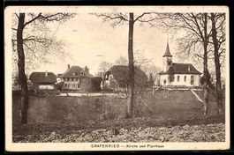 AK Grafenried, Kirche und Pfarrhaus, Panorama