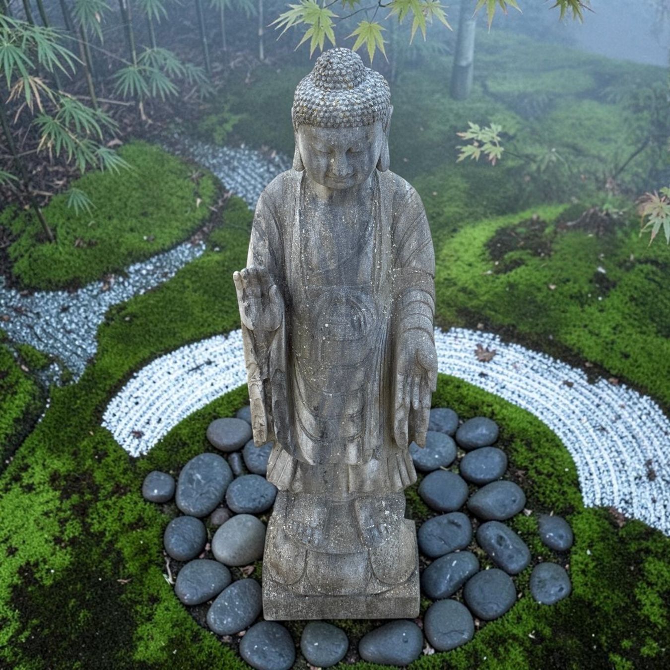 Skulpturen & Statuen: Alte Naturstein Buddha Statue Garten Steinfigur stehend – Gebraucht aus Hilpoltstein von asienlifestyle888 3