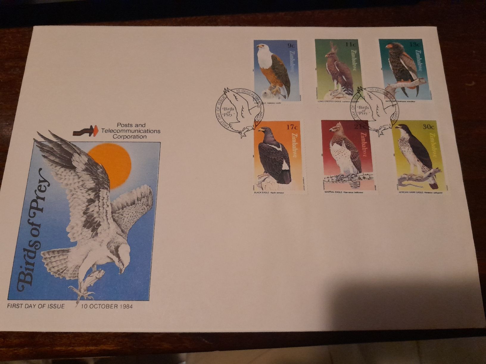 Alle Briefmarken: Zimbabwe: Collection de timbres "Oiseaux de proie" - 1984. – Gebraucht aus Marly von globetrotter1723