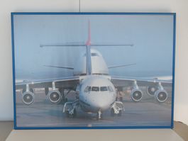 Coole Swissair Flugzeug-Fotografie im blauen Rahmen