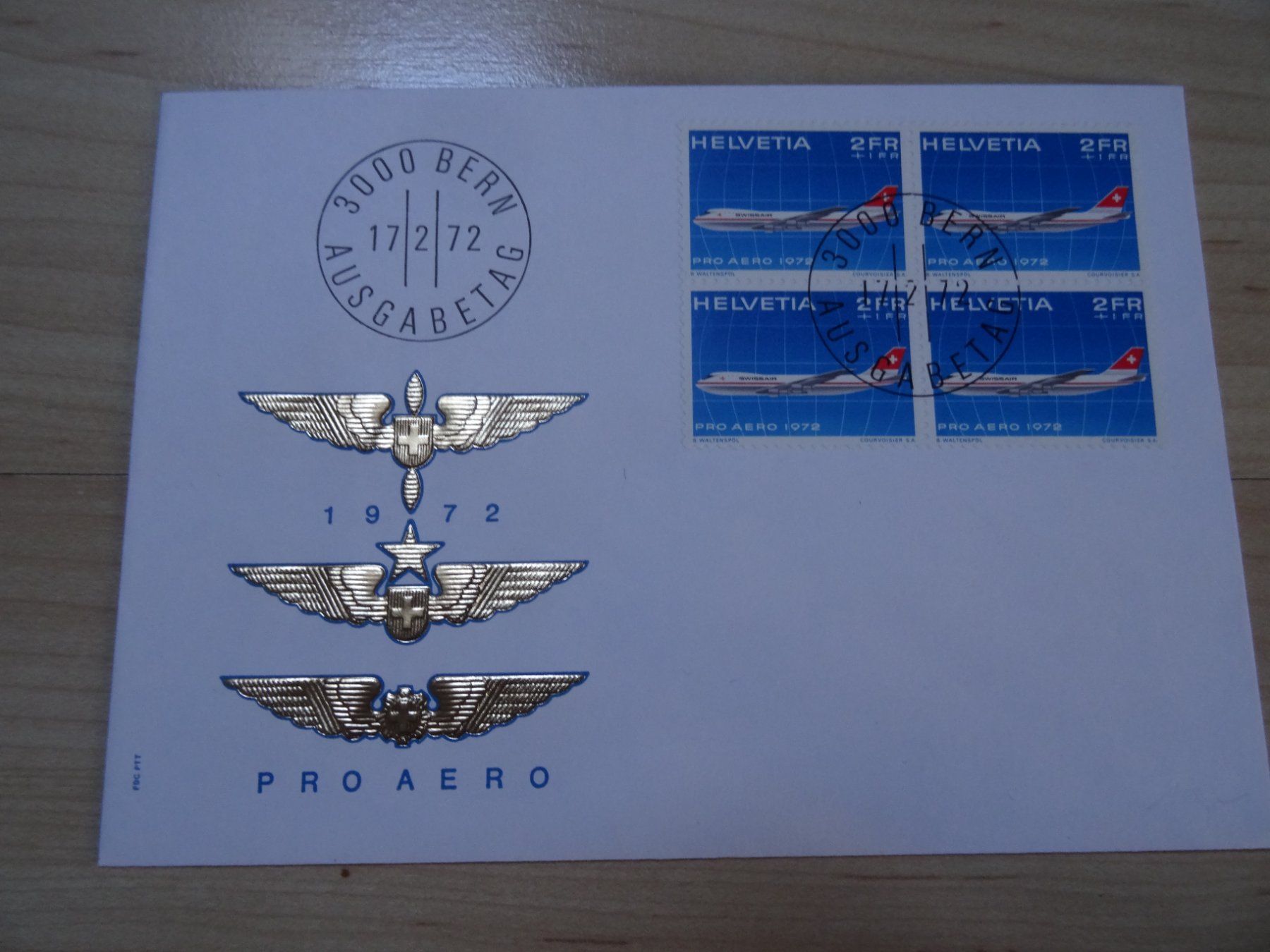Alle Briefmarken: Ersttagsbrief Pro Aero 17.2.1972 ab 5.-- – Defekt aus Lupfig von Buerkli20