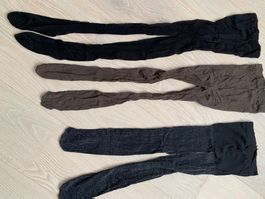 3er Set D-Strumpfhosen, Gr. S, fein schwarz, d-braun,silbern