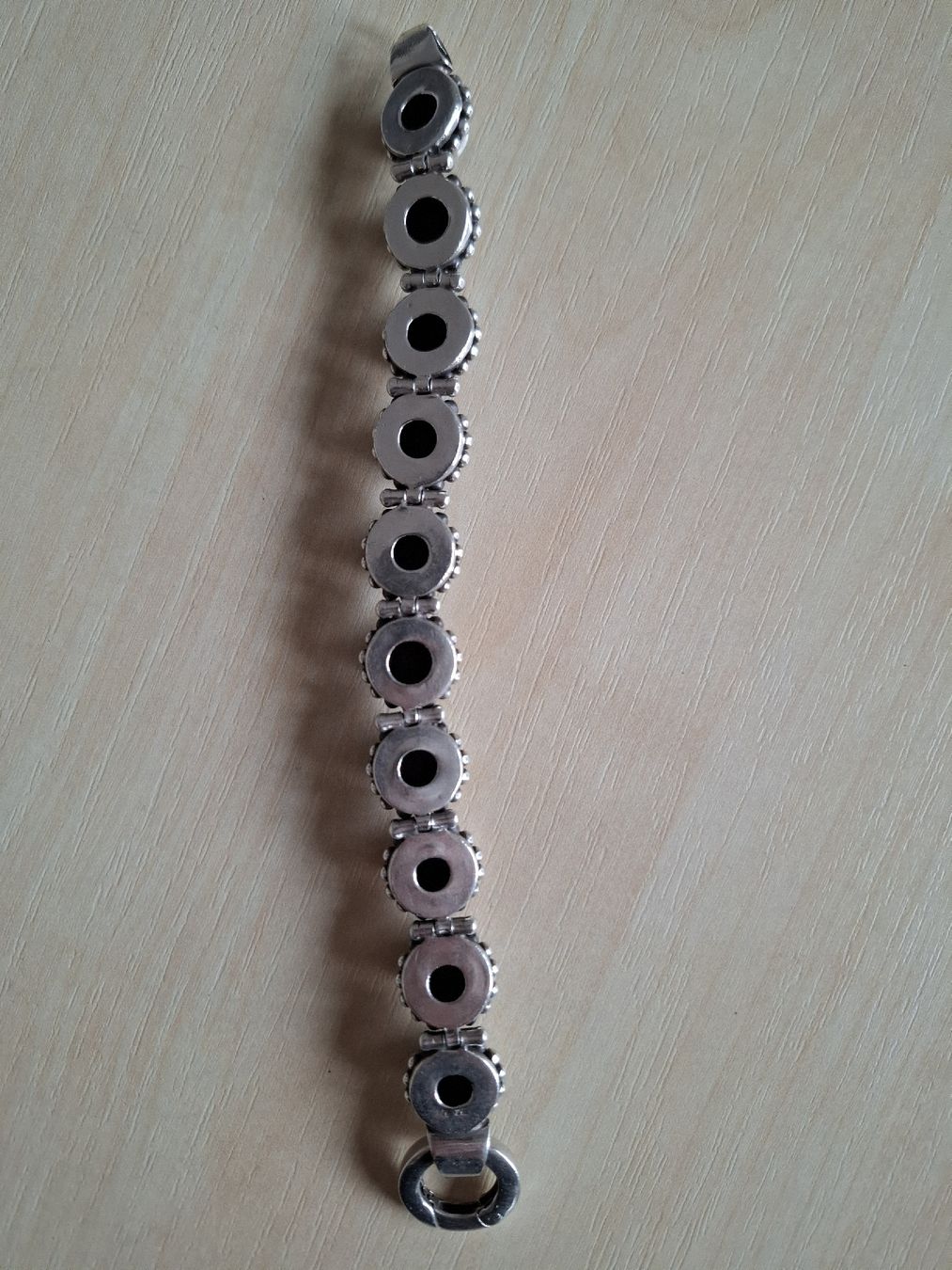 Onyx Bracciali & Braccialetti: Silberarmband massiv mit Onyxsteinen – Nuovo (secondo la descrizione) da Buochs venduto da LUINO7 4