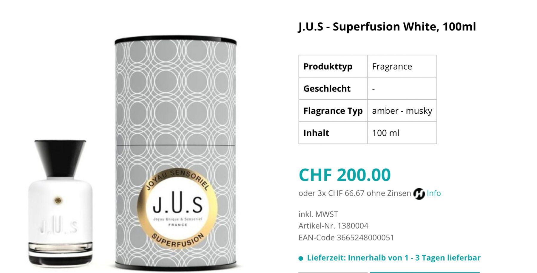 Parfums & Eau de Toilette: Superfusion by J.U.S Parfums 100ml – D'occasion à Besazio par tonpetitparfum 3