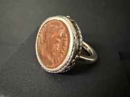 Antiker Silber Ring mit Münze 900