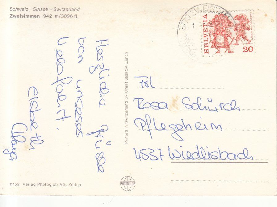 Cartoline postali: Zweisimmen 1981 – Usato da Bürglen TG venduto da StampGraf 1