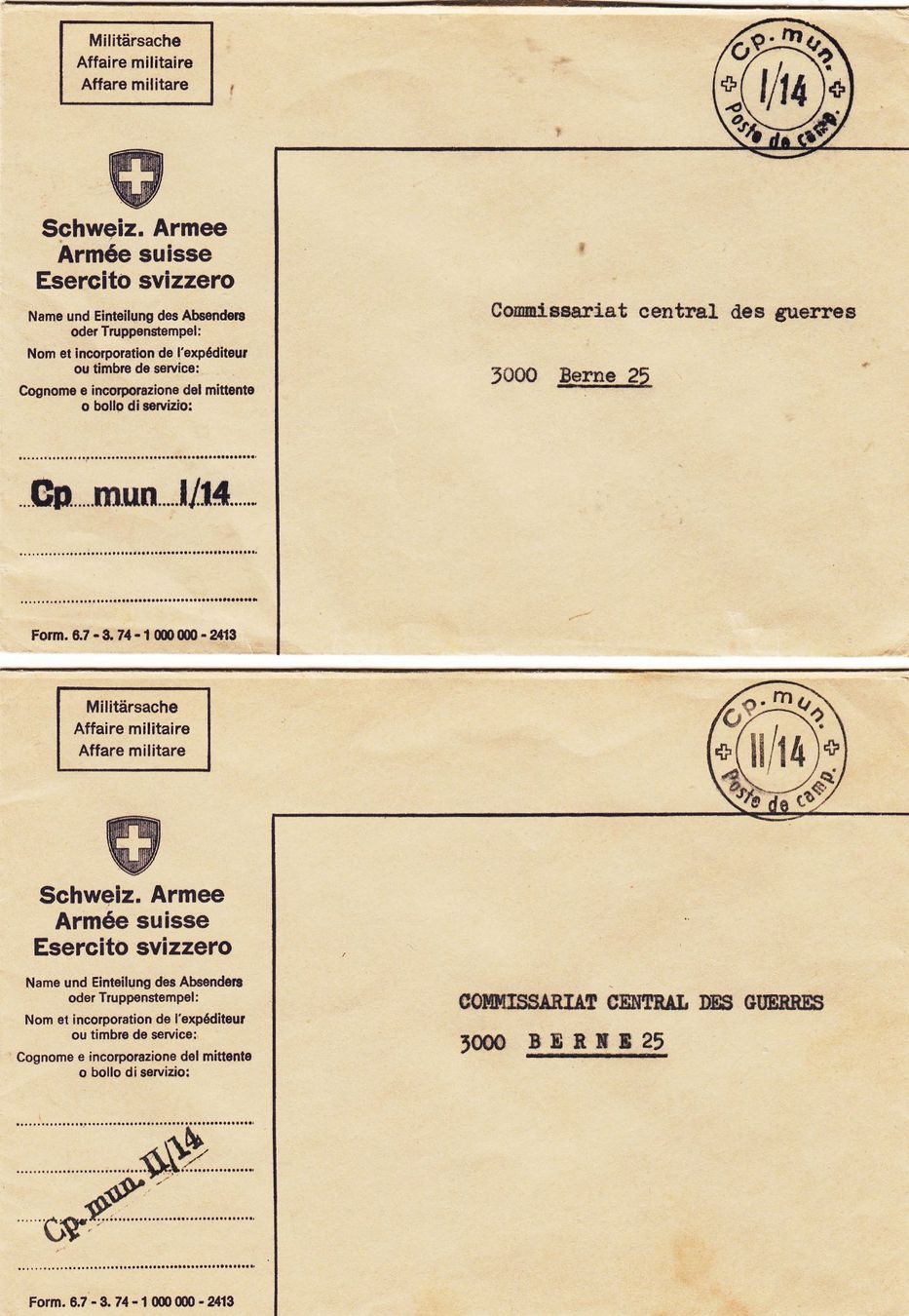 Alle Briefmarken: Militärbriefe 2.Stk. – Gebraucht aus Herrliberg von Lfrifda