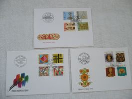 Pro Patria 1991 - 1993 3 FDC SBK B231 - B242