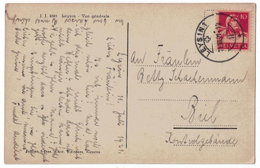Cartoline postali: Leysin, vue générale, circulée 1921 – Usato da Frauenfeld venduto da POML 1
