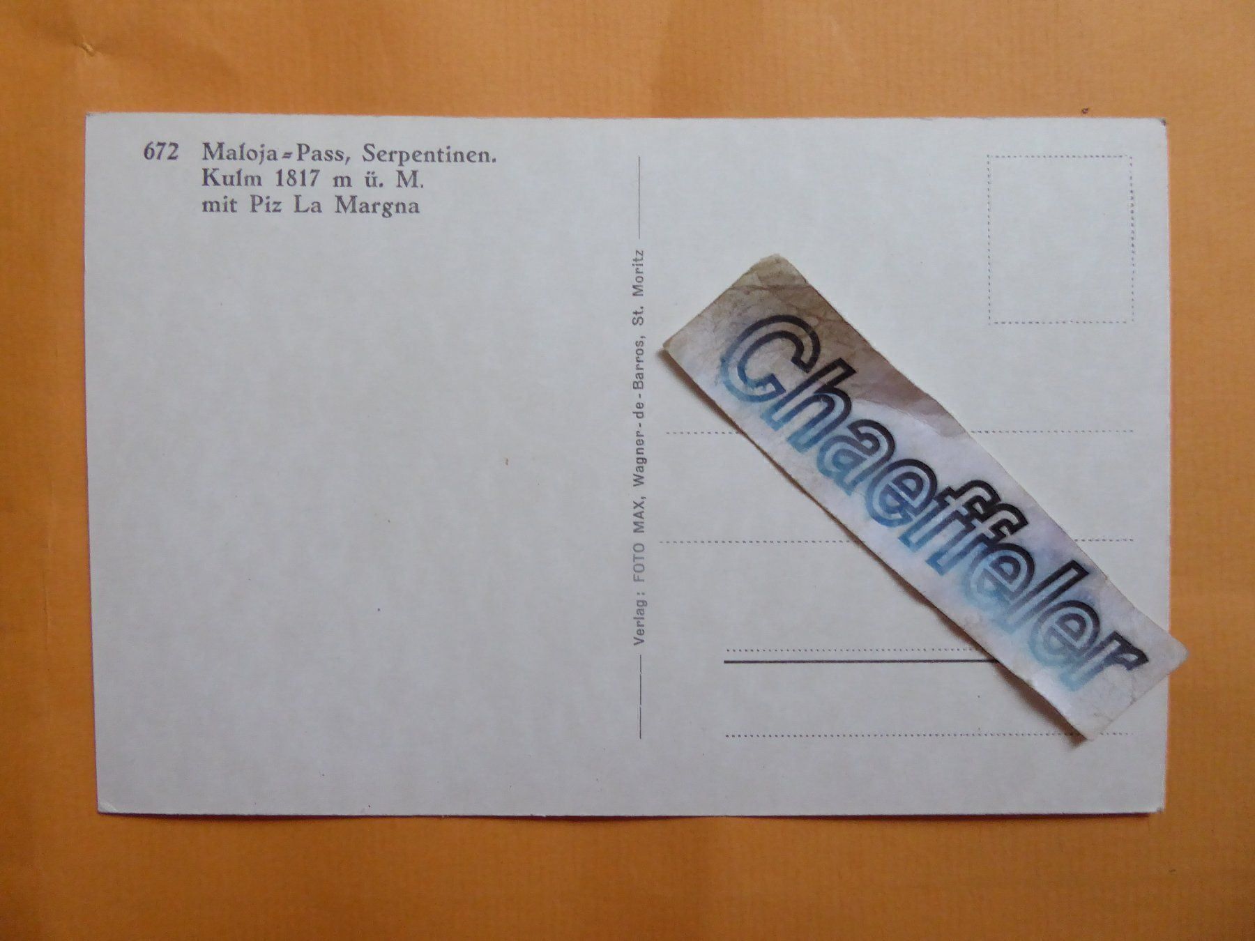Ansichtskarten: 672 Maloja - Pass, Serpentinen. – Gebraucht aus Zürich von Chaeffeler 1
