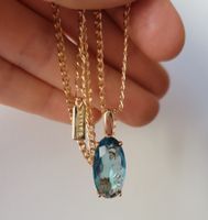 💎 Magnifique Collier en pierre bleu(Plaqué Or)