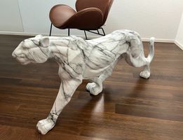 129cm Dekofigur Leopard Fiberglas Marmor-Look
