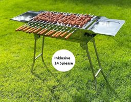 Holzkohlegrill Schaschlikgrill - inkl. 14 Spiesse