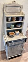 Vintage-style shelving cabinet with drawers and cupboard