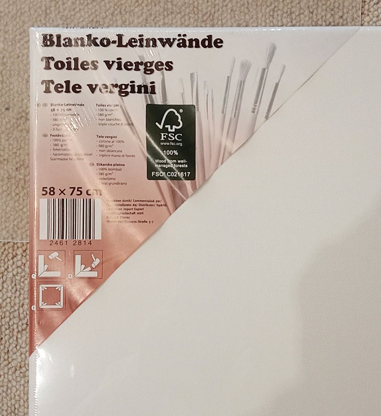 Tele & Cornici: Leinwand, blanko, 58x75 cm, OVP – Nuovo e nell'imballaggio originale da Hombrechtikon venduto da Luetzelsee 1