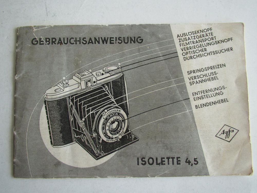 Agfa Isolette 4,5 Gebrauchsanleitung 09.1949 | Kaufen auf Ricardo
