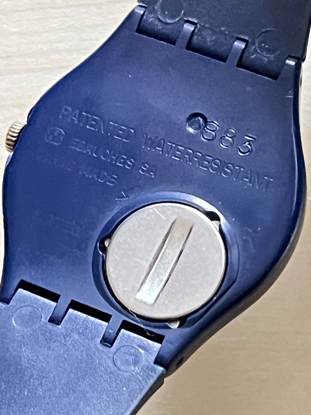 Swatch Orologi: Swatch Uhr Klassiker, blaues Armband, Back Code 883 – Usato da Grenchen venduto da chththl 7