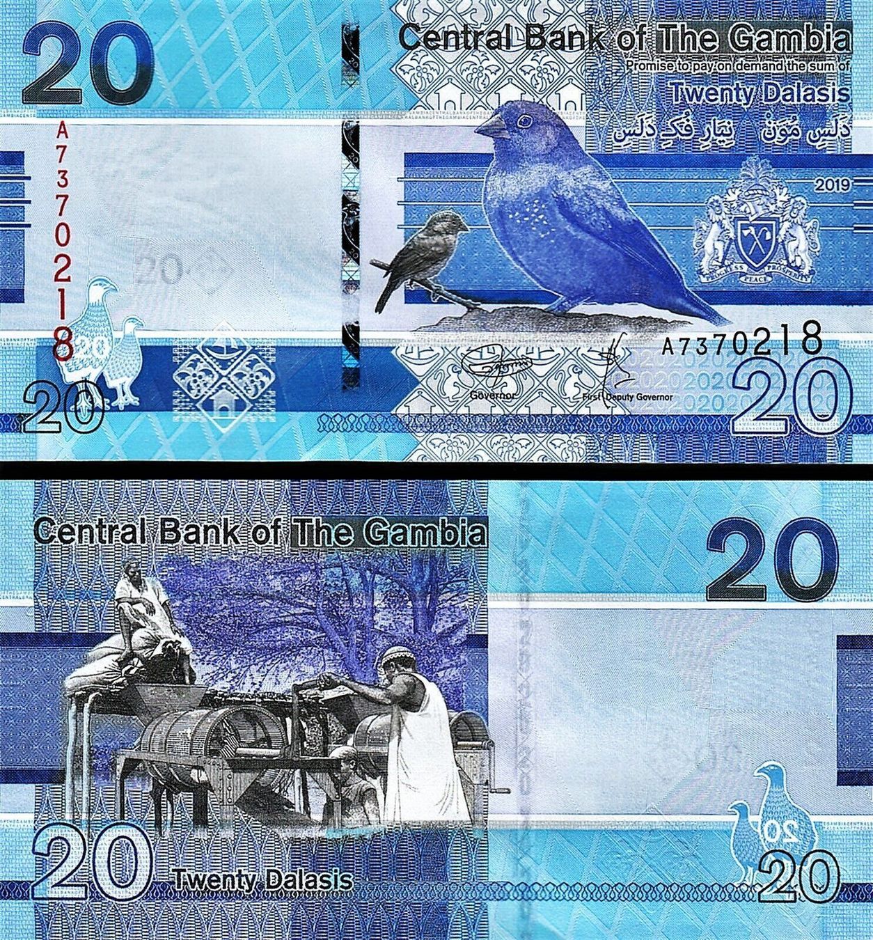 Banconote: Gambia Set 5.10.20.50.100.200 Dalasis – Nuovo e nell'imballaggio originale da Auw venduto da VIMM-78 3
