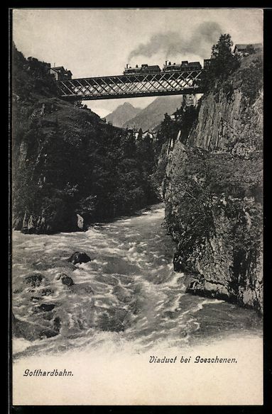 Cartoline postali: AK Goeschenen, Viaduct der Gotthardbahn – Usato da Berlin venduto da bartko-reher