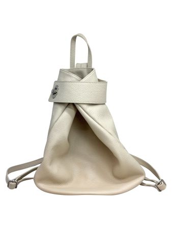 Sac à dos en cuir beige VERA PELLE – Made in Italy