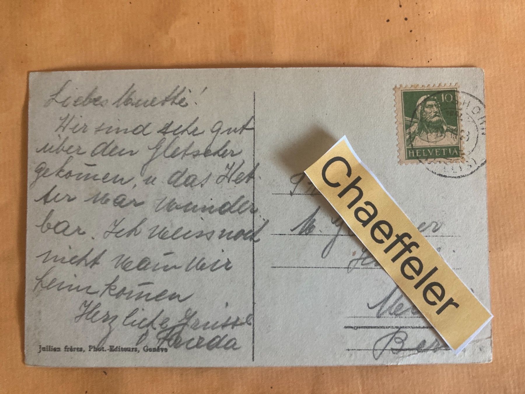 Ansichtskarten: 1923  J.J. 9671. Aletschhorn – Gebraucht aus Zürich von Chaeffeler 1
