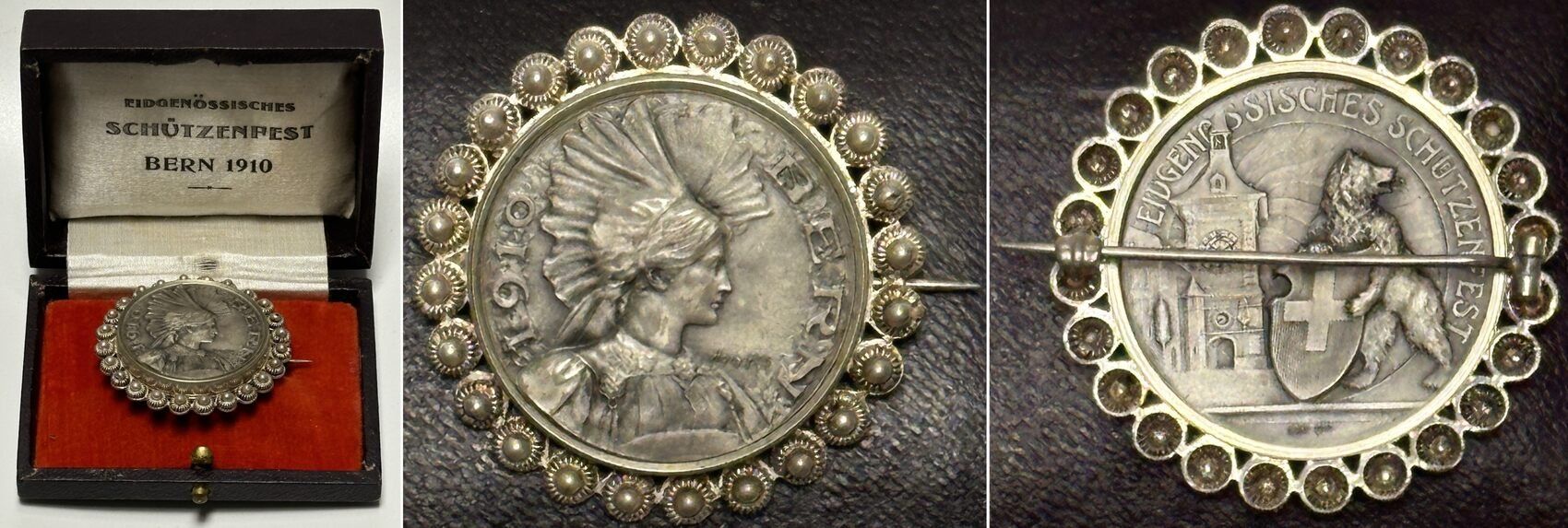 Medaillen: BERN 1910 EIDGEN. SCHÜTZENFEST Damenversion Silber Etui – Gebraucht aus Riehen von sesambestcoins2004