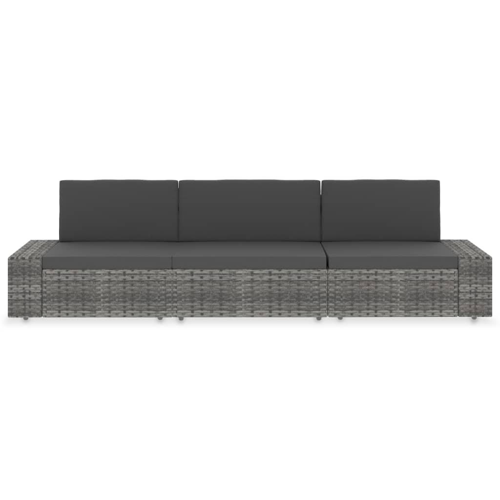 Divani: vidaXL Modulares 3-Sitzer-Sofa Poly Rattan Grau – Nuovo e nell'imballaggio originale da Baar venduto da vidaxl 1