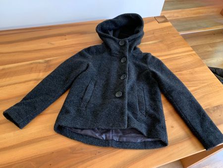 NILE traum Winter Wolljacke mit Kapuze, anthrazit, Grösse XS