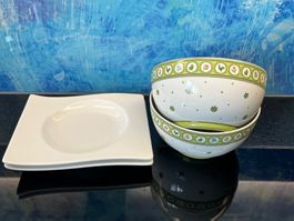 Villeroy Boch Frühstückset New Wave Teller Spring Schüsseln