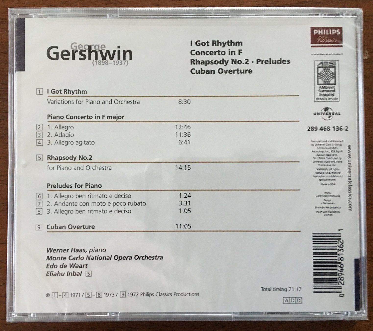 CD: Classiacal Compos. Gershwin /Haas – Usato da Oftringen venduto da Vucki 1